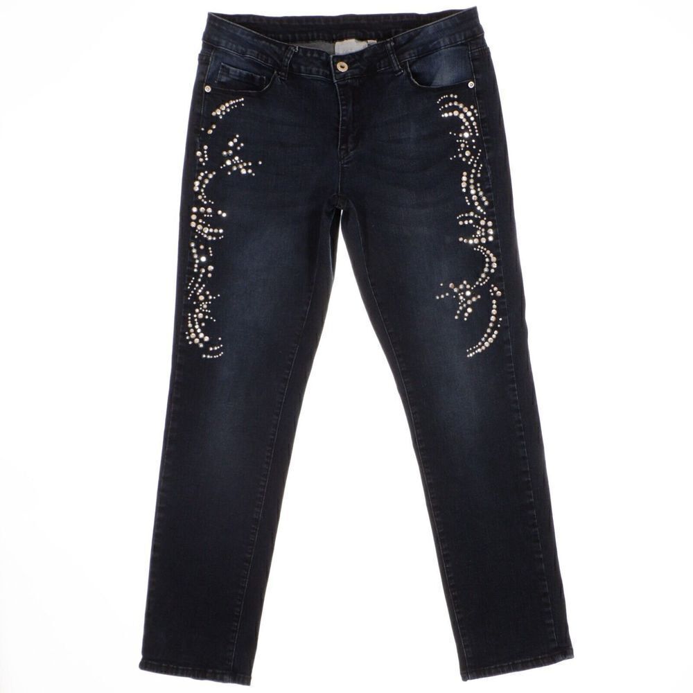 Cg Cg Slim Straight Leg Jeans Size 10 Embellished Blue Stretch Measures 32 x 29